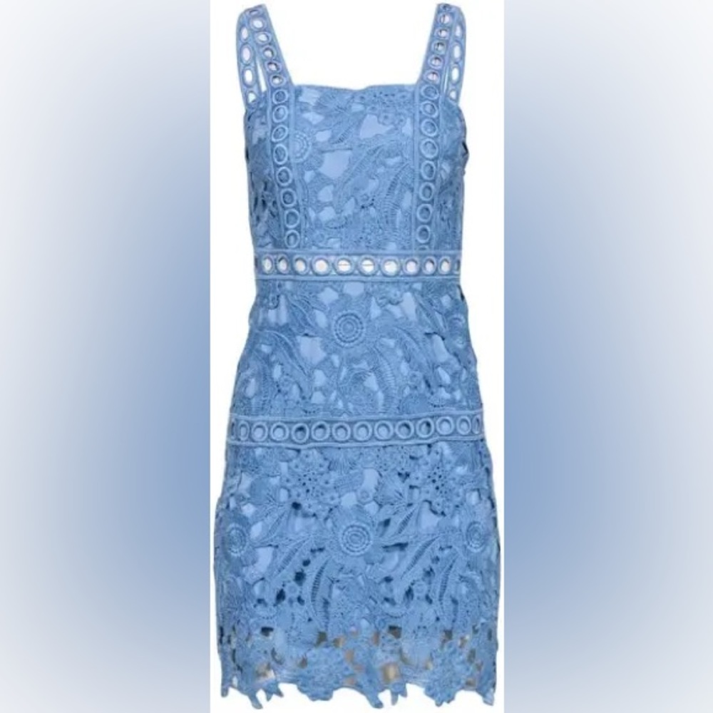 Sam Edelman Light Blue Periwinkle Embroidered Lace Sheath Mini Dress Size 6